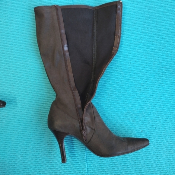 Alfani Eliza Zip up Knee-High Pointed Heel Boots Brown 7M - Picture 7 of 10